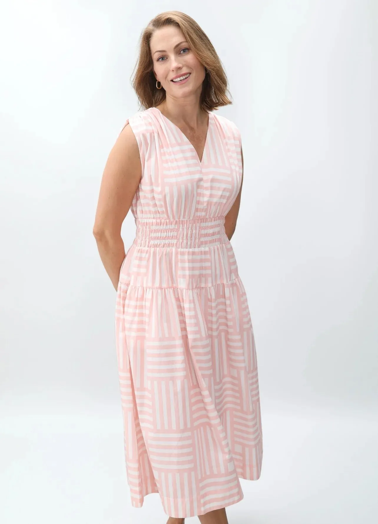 The Eva Dress in Pink Geo Stripe sold by Beau & Ro product image thumbnail 2