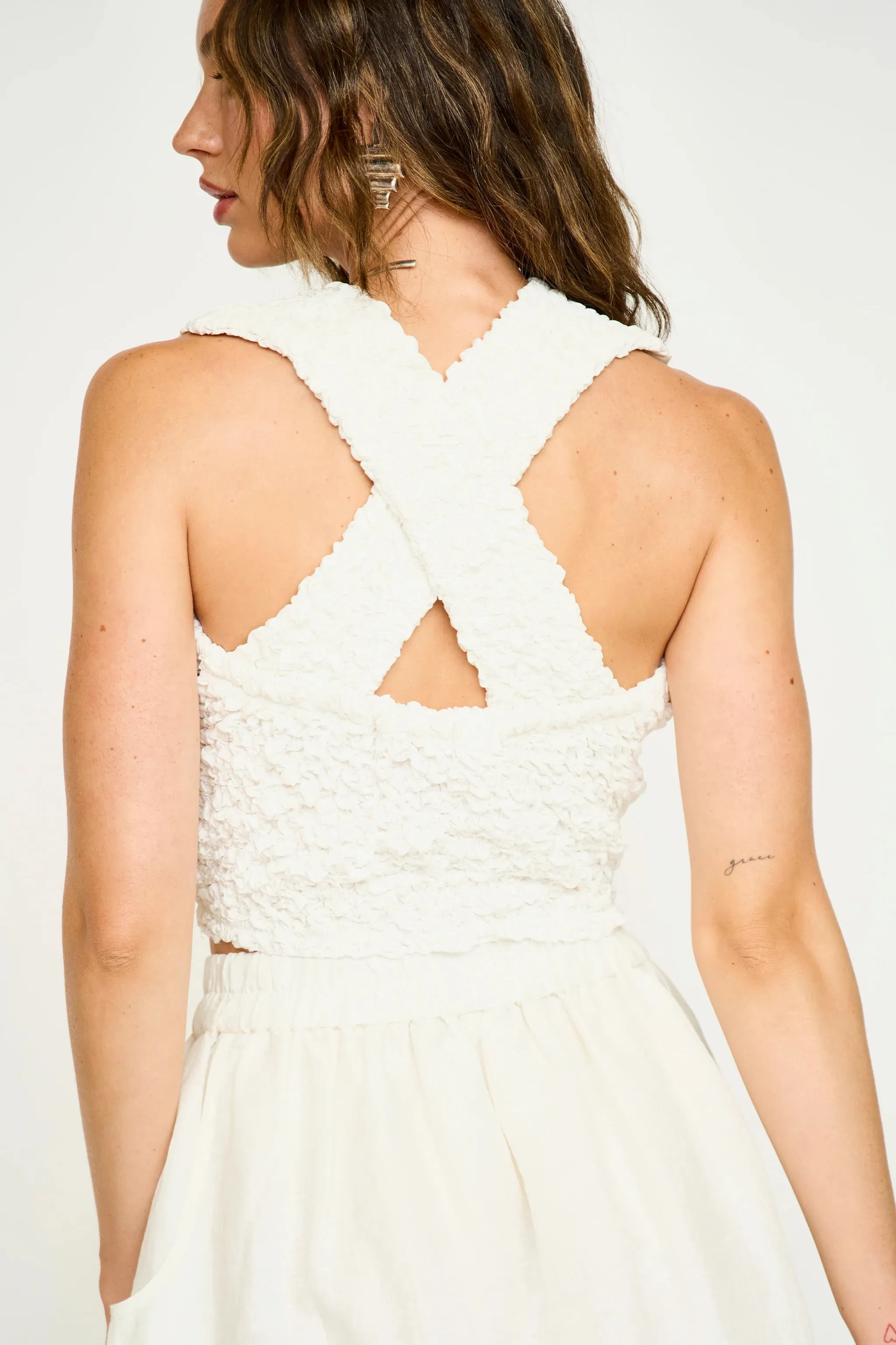 Lucia Smocked Top in White sold by Beau & Ro product image thumbnail 3