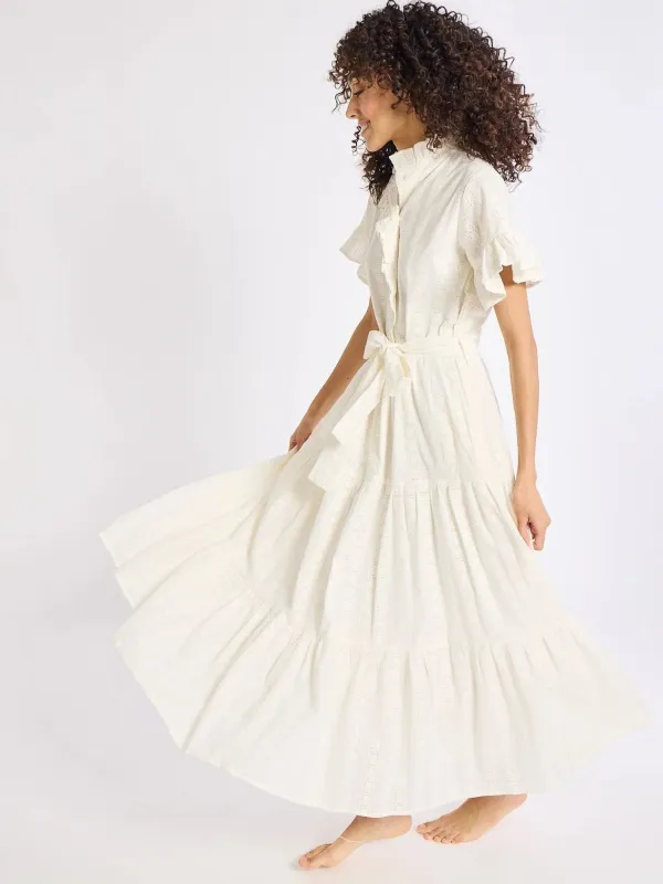 Victoria Dress in Ivory Eyelet sold by Beau & Ro