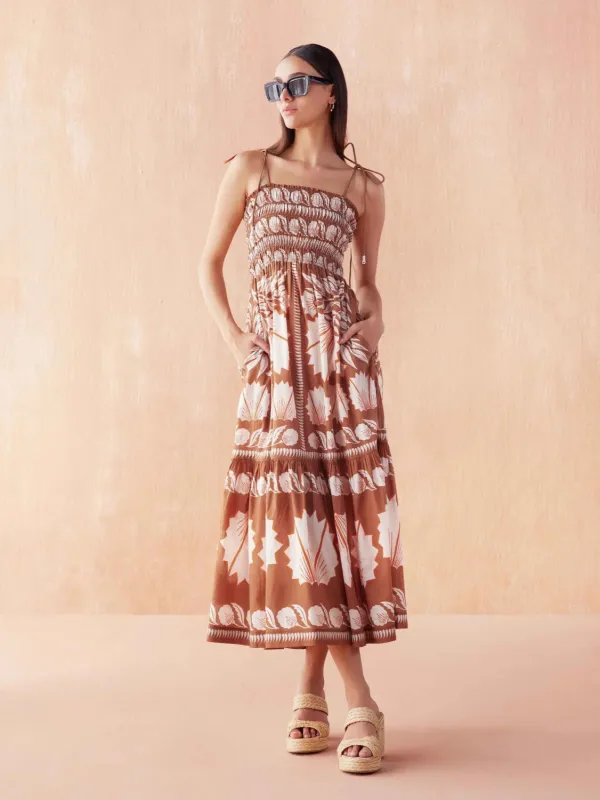 Adley Maxi Dress in Marla Cardamom sold by Beau & Ro