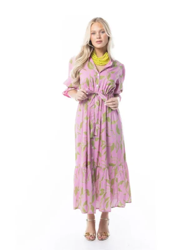 Catherine Dress in Dancing Leaves sold by Beau & Ro