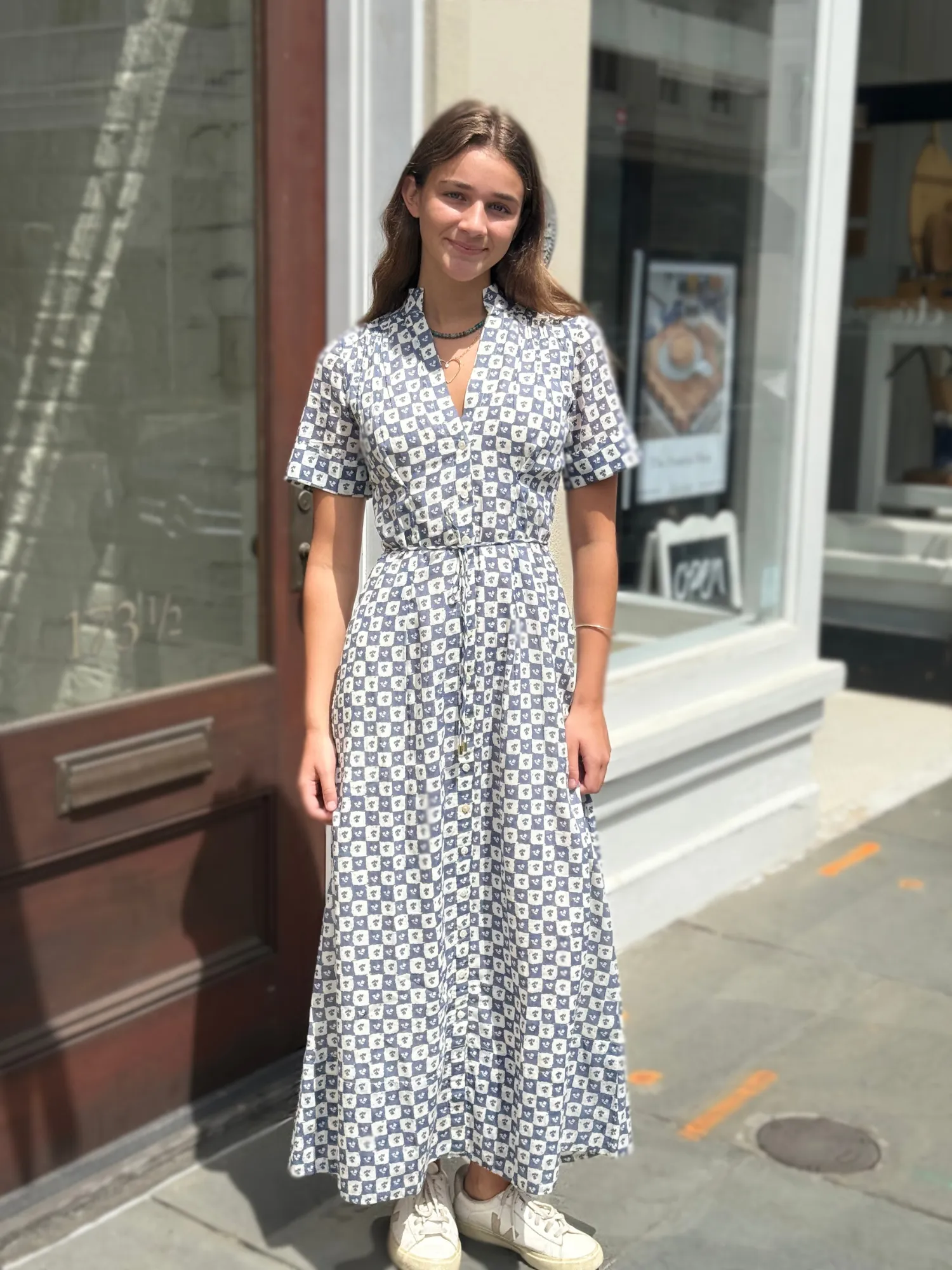 Lucero Ankle Dress in Piazze Check sold by Beau & Ro