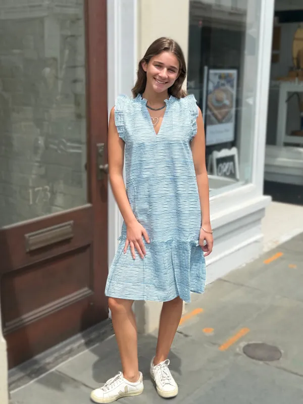 Nikki Dress in Blue Stripe sold by Beau & Ro