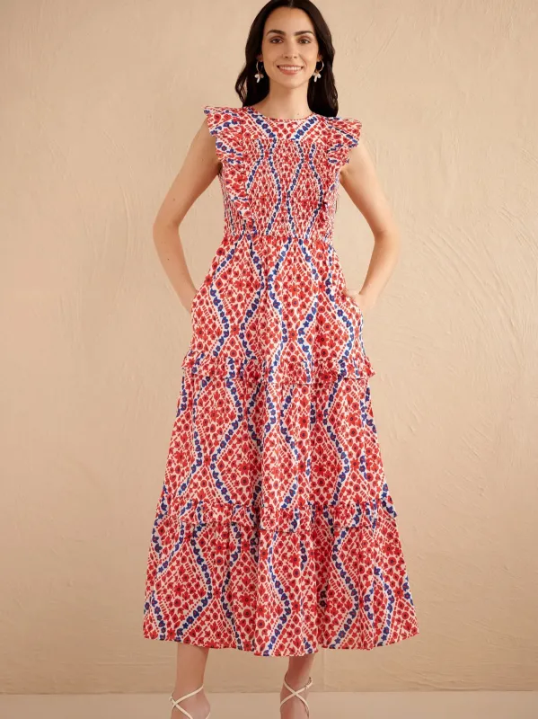 Iris Dress in Athena Heart Poppy sold by Beau & Ro