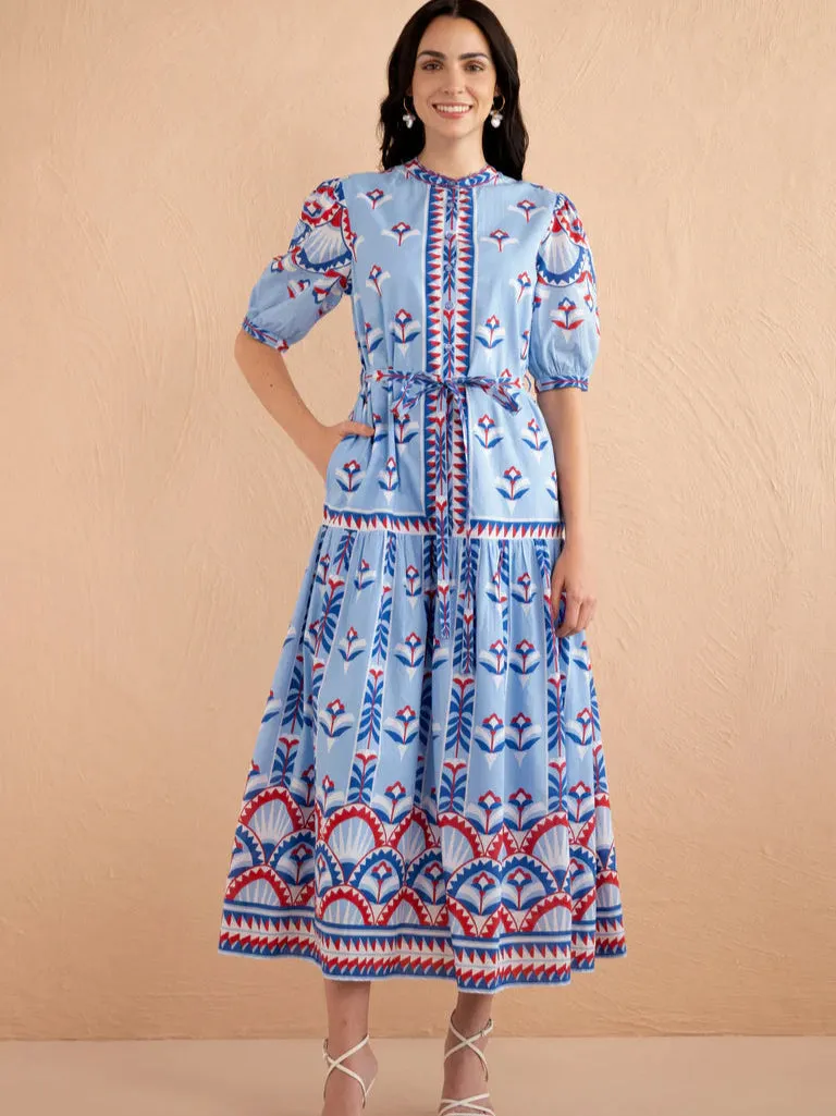 Saylor Dress in Paros Tile Placement Nautical sold by Beau & Ro