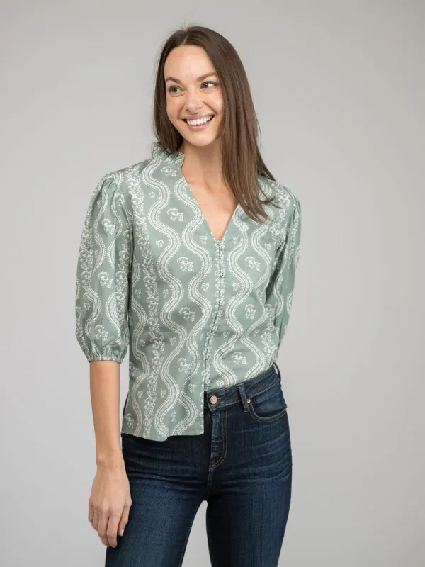 The Lily Top | Sage Virginia Stripe sold by Beau & Ro