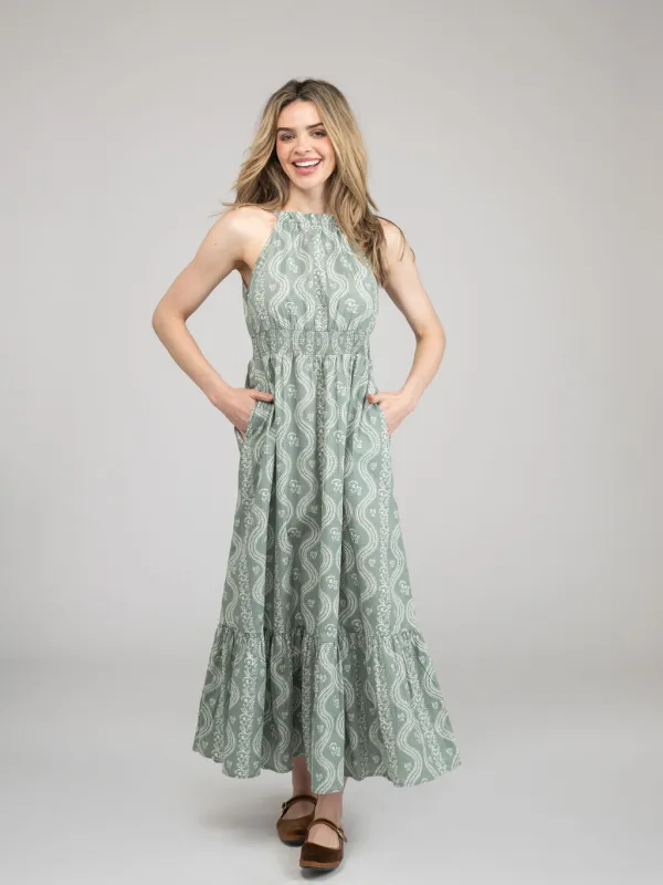 The Jenna Dress | Sage Virginia Stripe sold by Beau & Ro