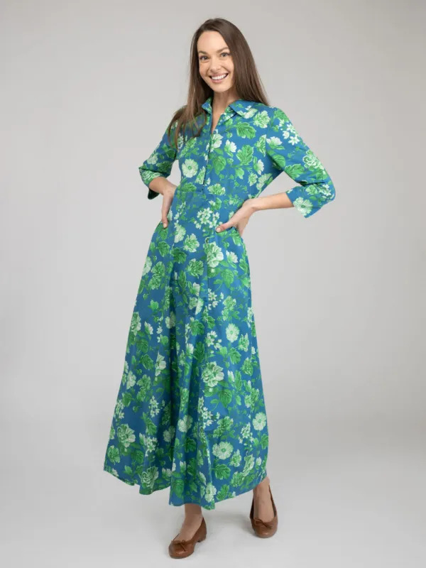 The Alexa Dress | Blue Fancy Flower sold by Beau & Ro