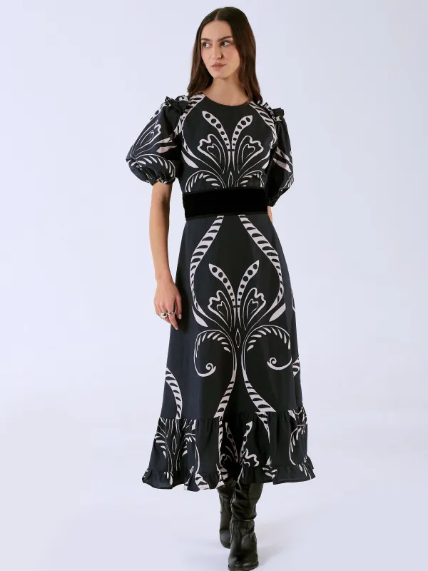 Antonia Dress in Fountain Black sold by Beau & Ro