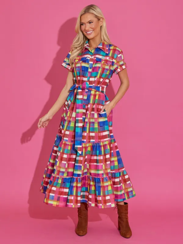 Rachel Dress in Circus Plaid sold by Beau & Ro