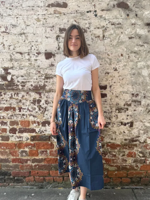 Esmeralda Ankle Skirt in Venezia Blue sold by Beau & Ro