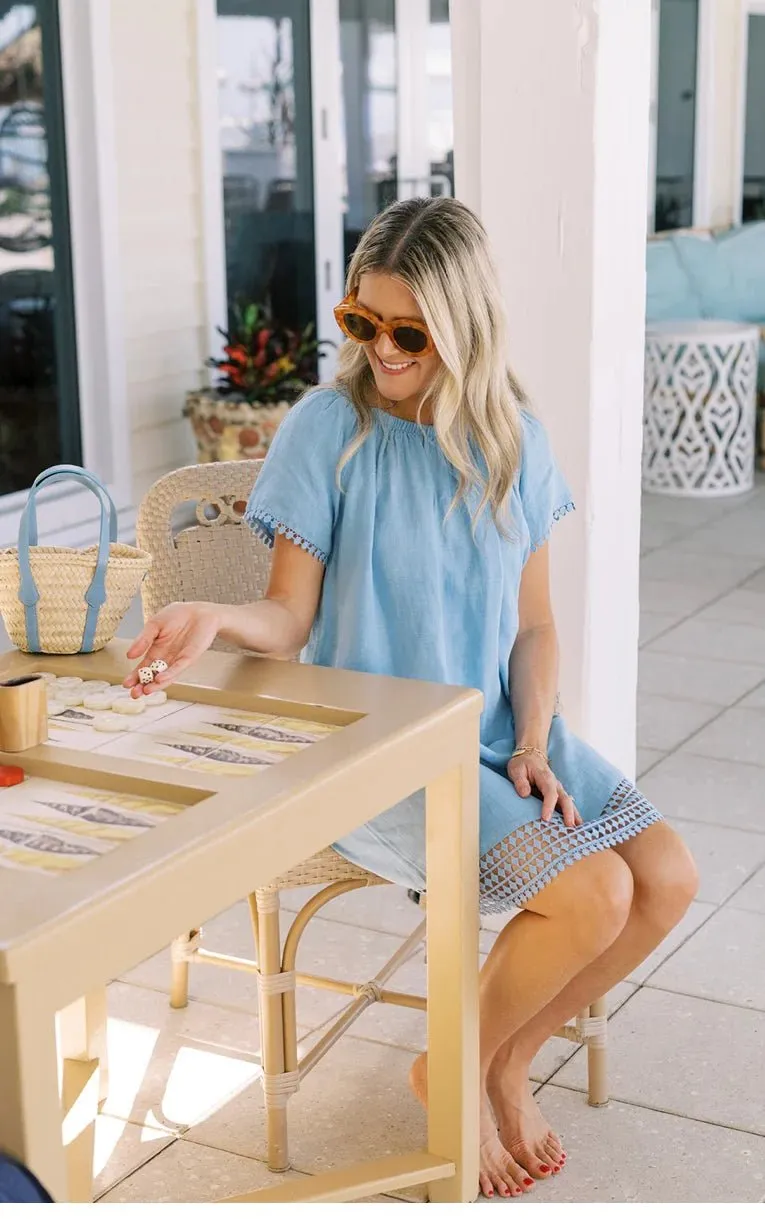 Palm Beach Coverup Dress in Blue sold by Beau & Ro product image thumbnail 2