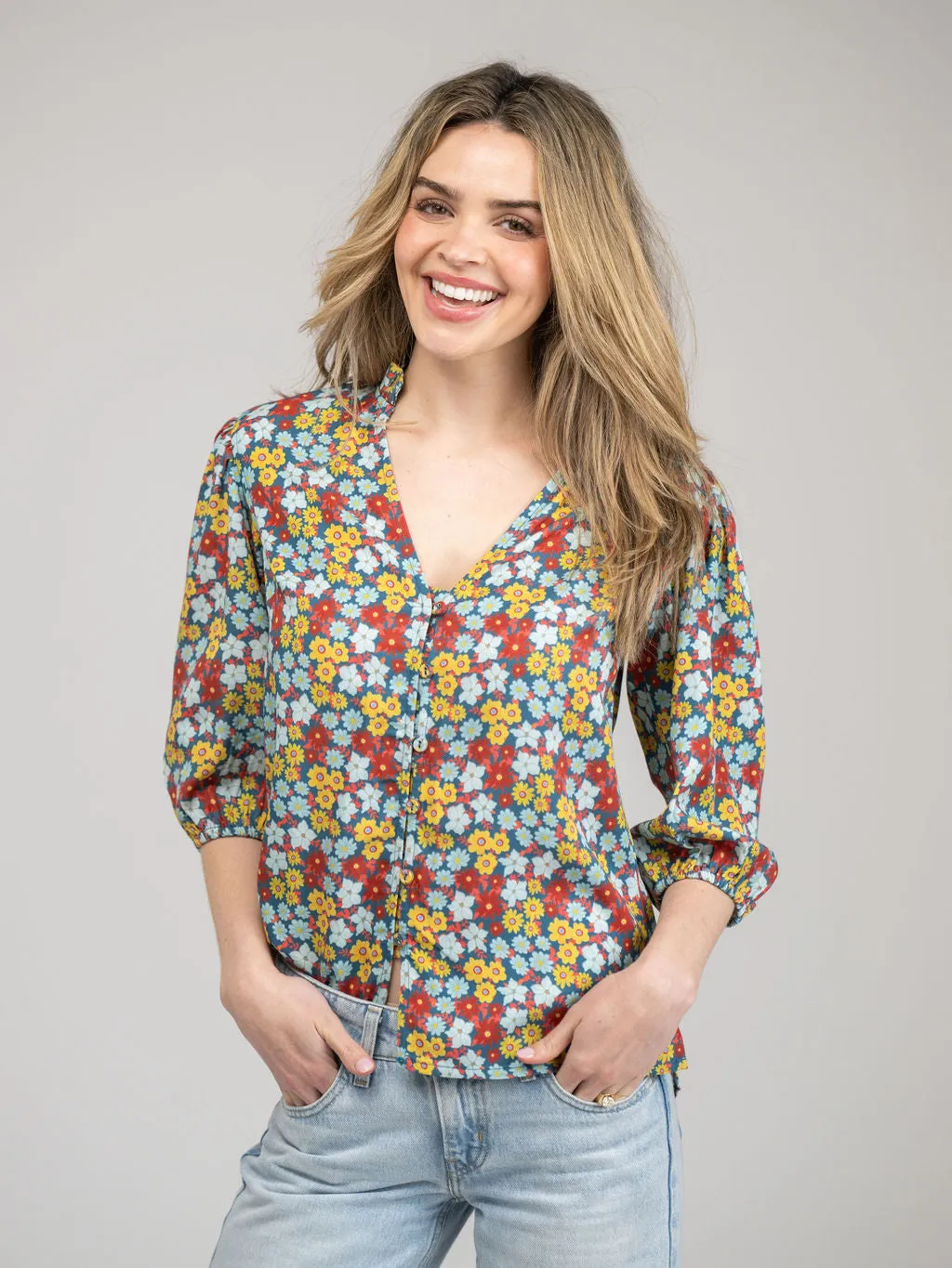 The Lily Top in Multi Fall Garden sold by Beau & Ro