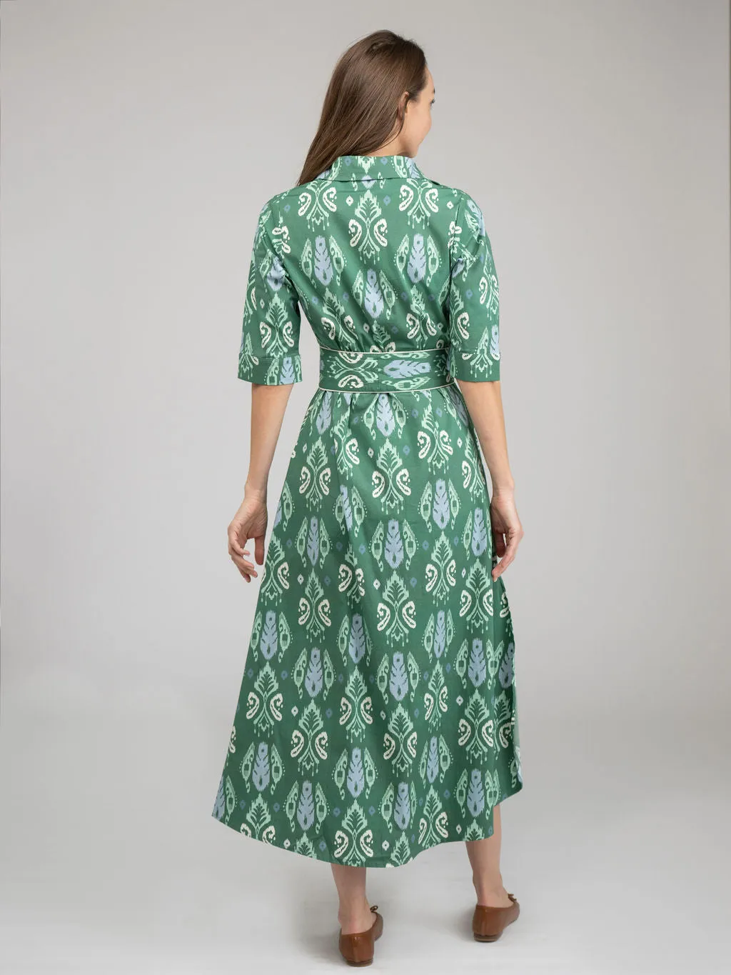 The Eloise Dress | Green Ikat sold by Beau & Ro product image thumbnail 5