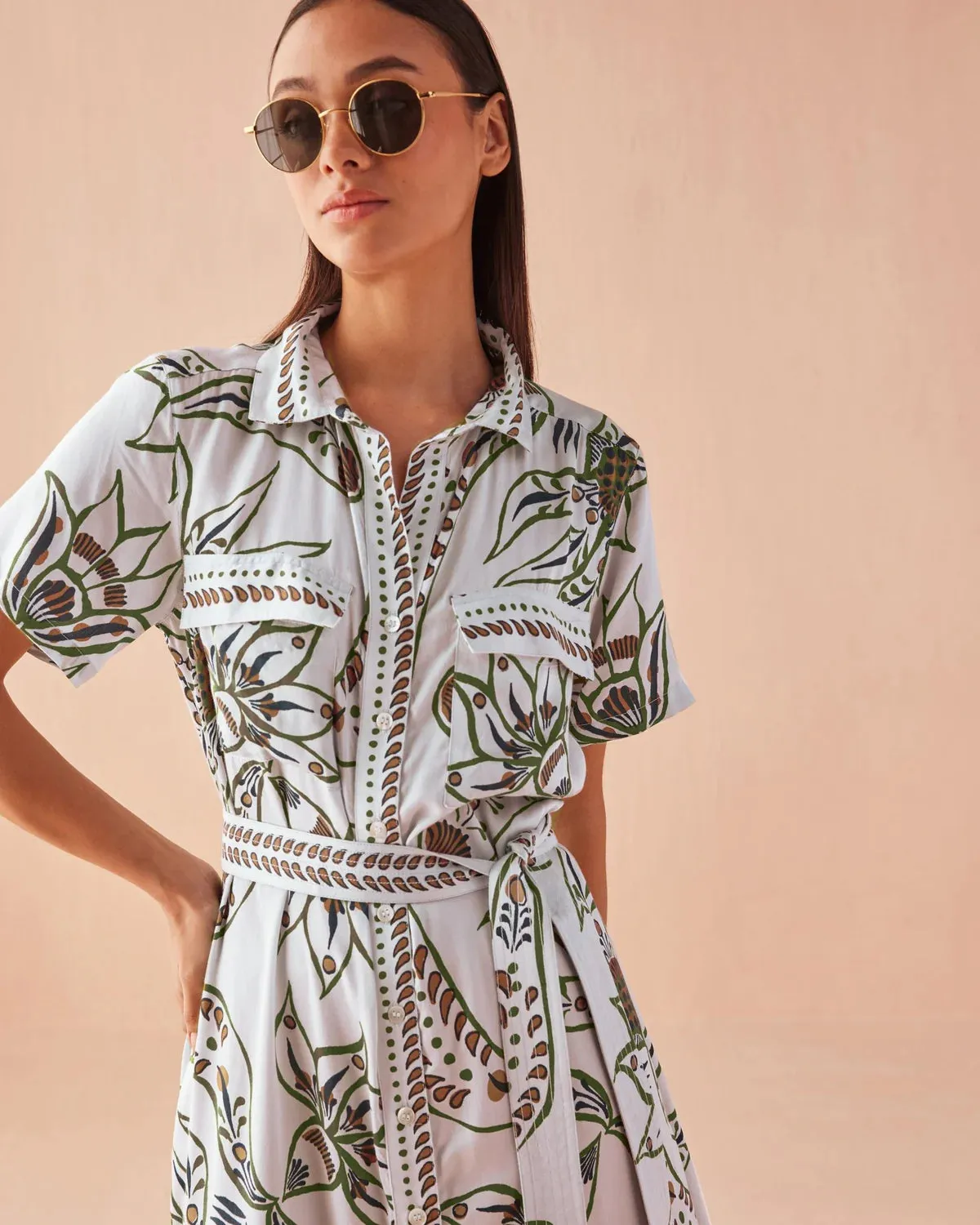 Amira Shirt Dress in Diya Powder sold by Beau & Ro product image thumbnail 3