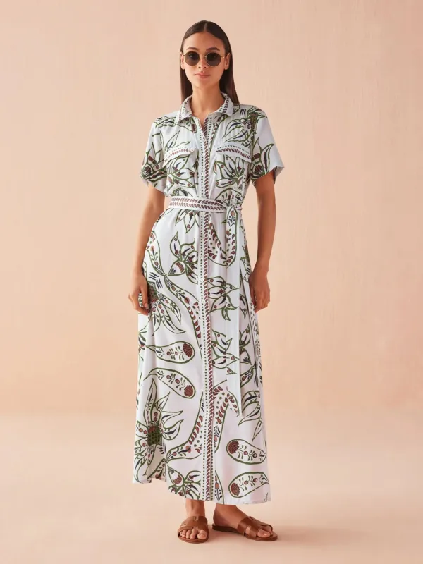 Amira Shirt Dress in Diya Powder sold by Beau & Ro