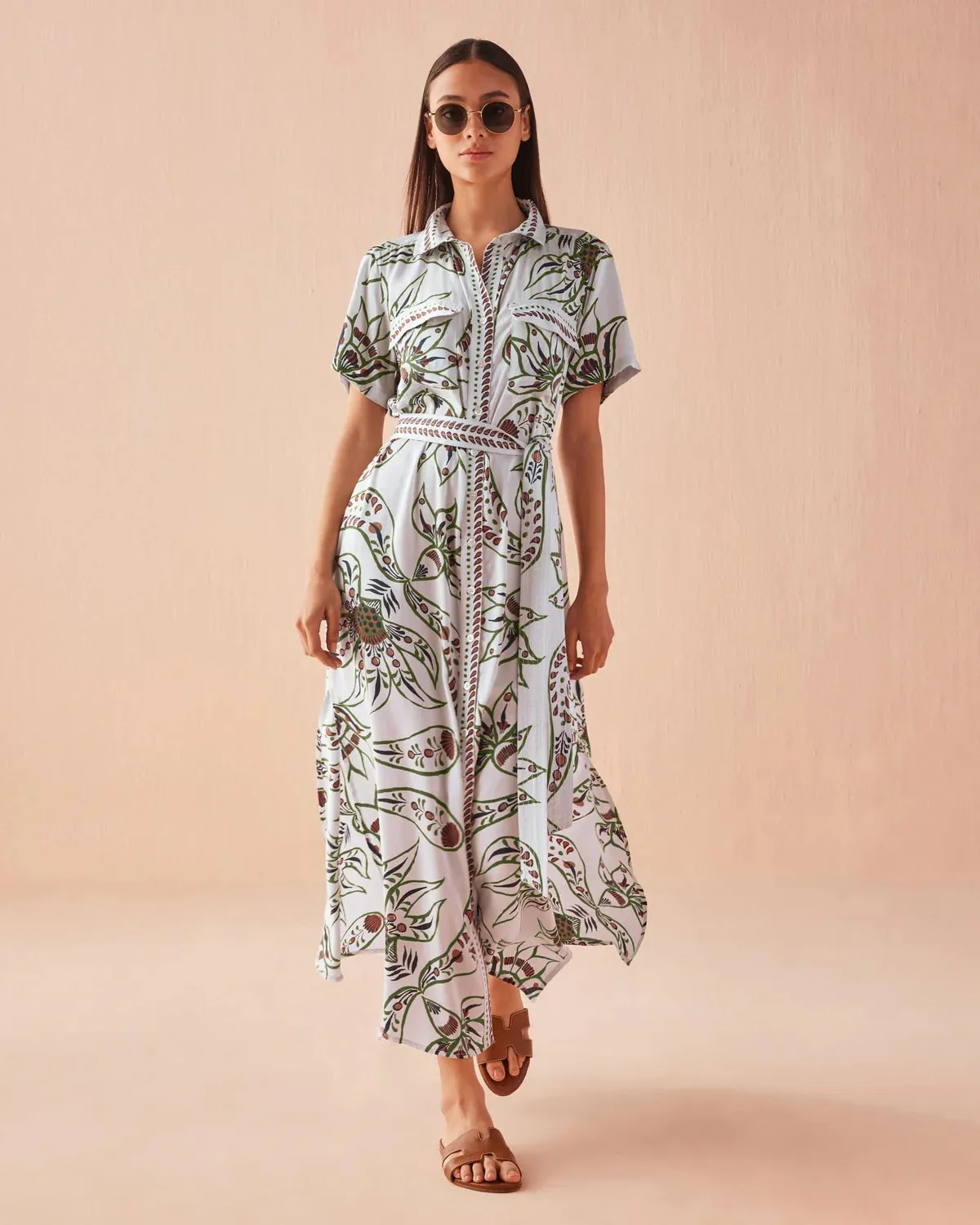 Amira Shirt Dress in Diya Powder sold by Beau & Ro product image thumbnail 2