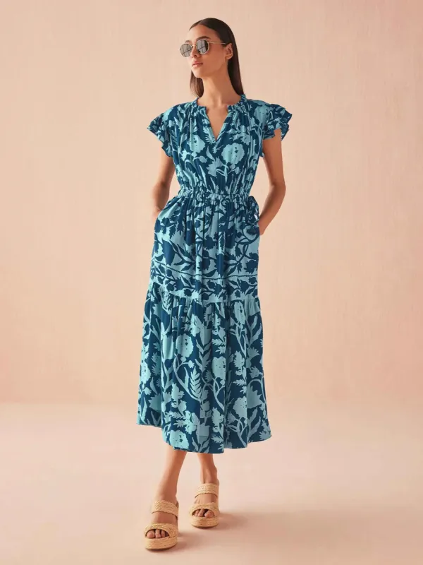 Willa Midi Dress in Lolita Harbor sold by Beau & Ro