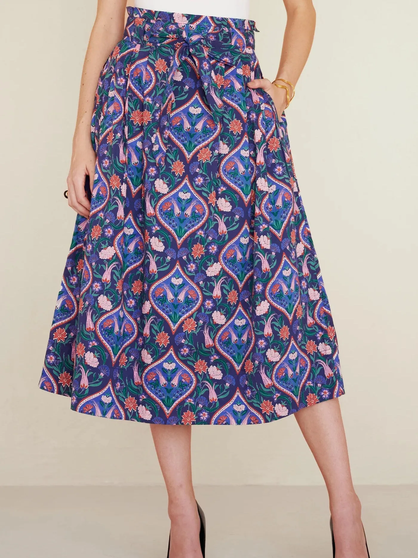 Tobias Skirt in Persian Tile Lapis sold by Beau & Ro