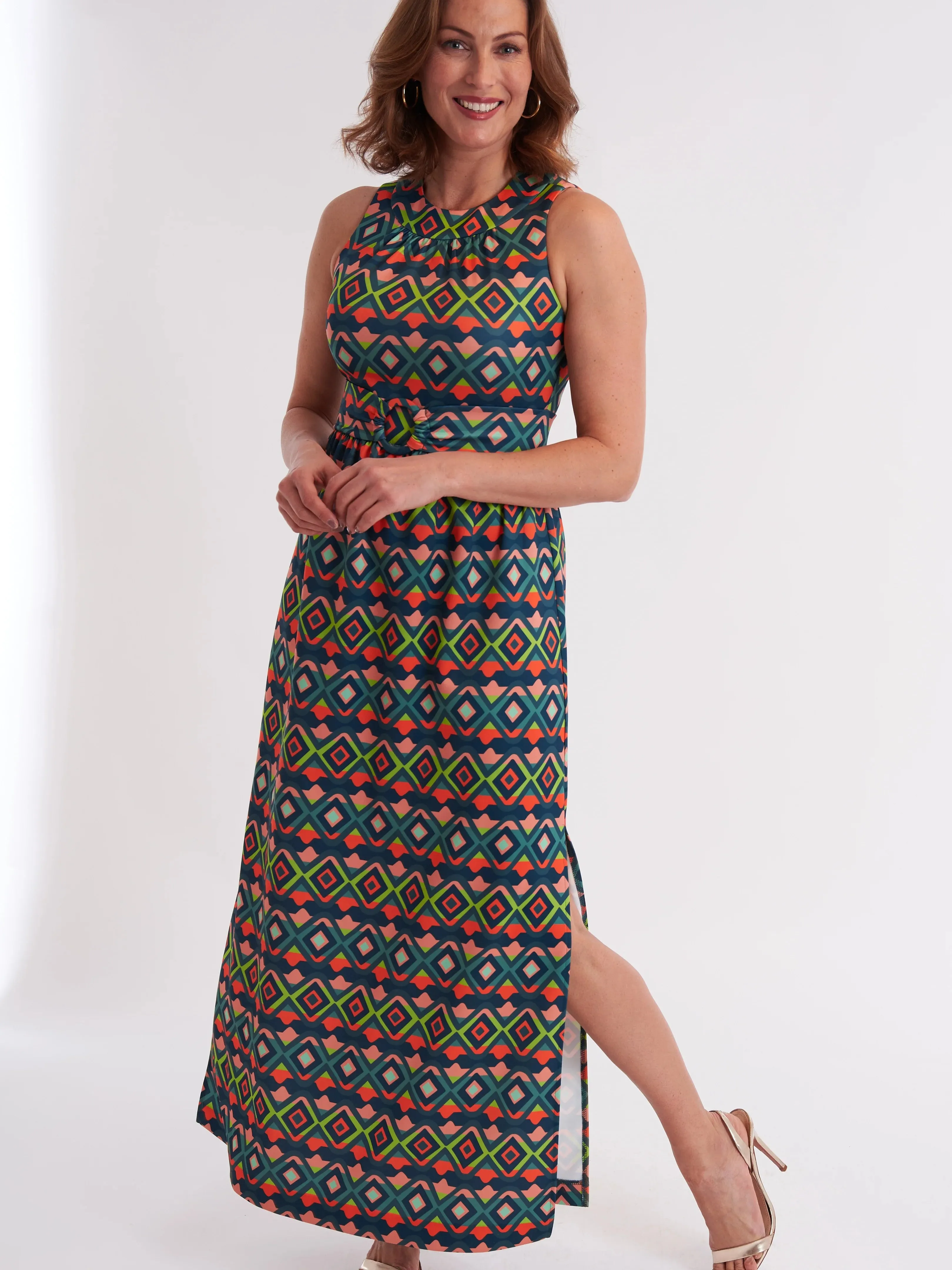 Nina Dress in Diamonte Juniper sold by Beau & Ro