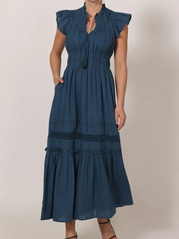 Indira Ankle Dress in Majorca Blue sold by Beau & Ro