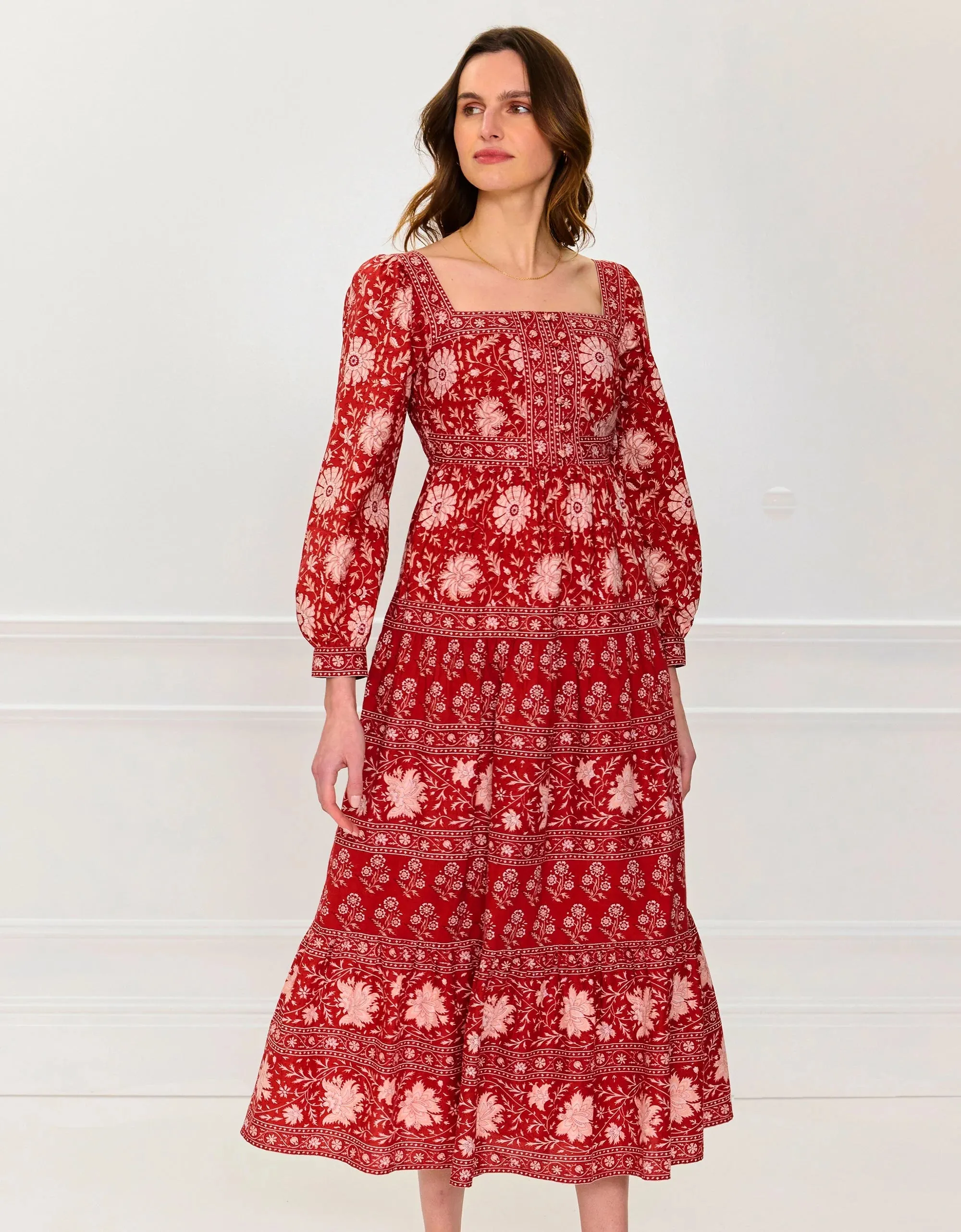 Lucia Dress in Rust Borders sold by Beau & Ro product image thumbnail 5