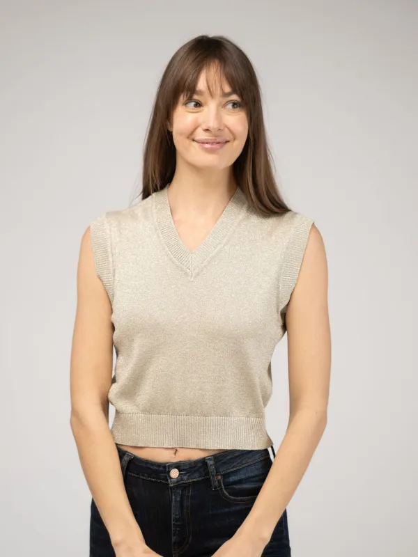 The Shimmer Vest | Champagne sold by Beau & Ro