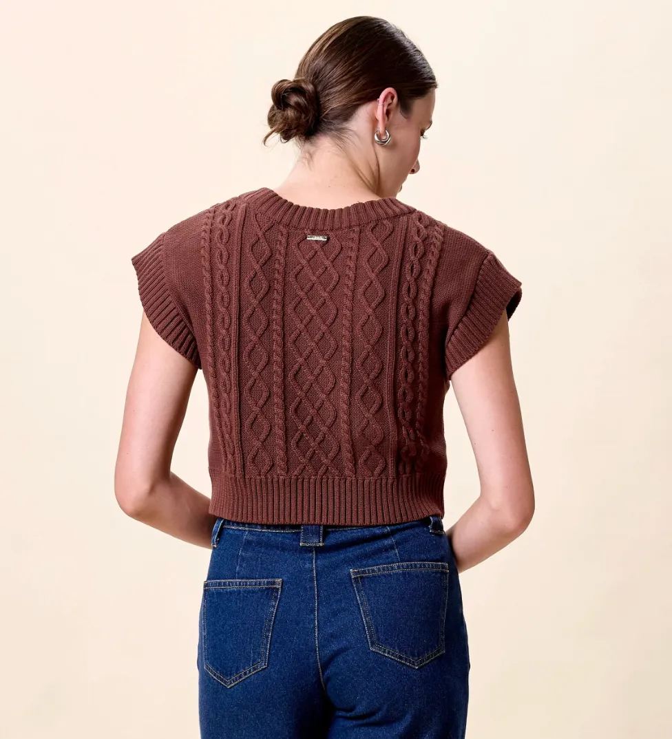 Gigi Sweater Vest in Cocoa sold by Beau & Ro product image thumbnail 2
