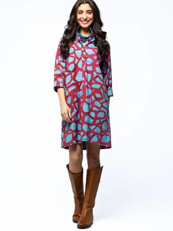 Arden Dress in Garnet Swirl sold by Beau & Ro