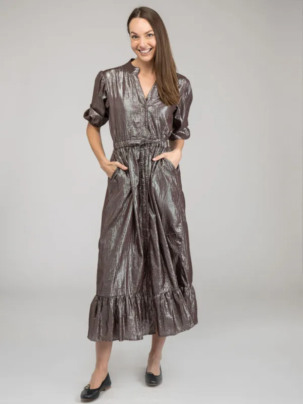 The Lily Midi Dress | Brown Shine sold by Beau & Ro
