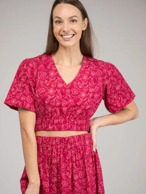 The Abby Top | Maroon Cosmo sold by Beau & Ro