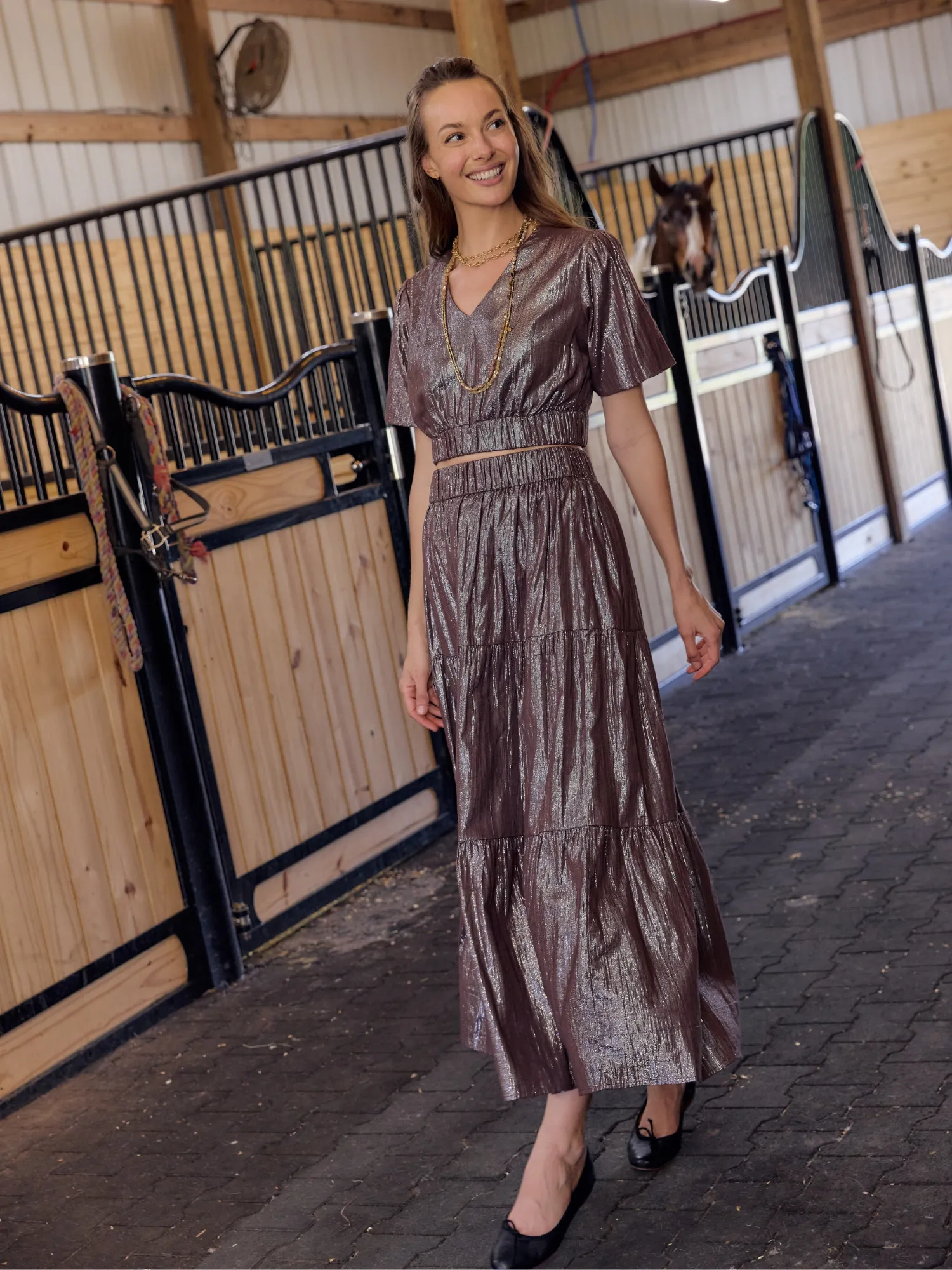 The Abby Skirt | Brown Shine sold by Beau & Ro product image thumbnail 2