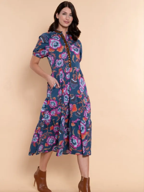 Kimbell Dress in Twilight Flora sold by Beau & Ro
