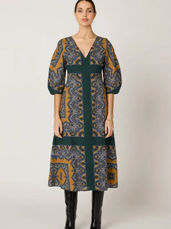 Mercedes Midi Dress in Mercado Print sold by Beau & Ro