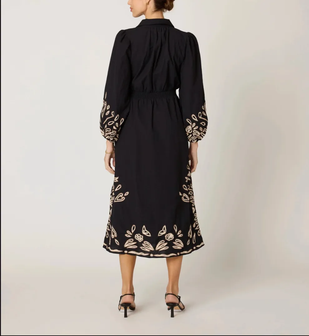 Elyse Midi Dress in Black / Ivory sold by Beau & Ro product image thumbnail 3