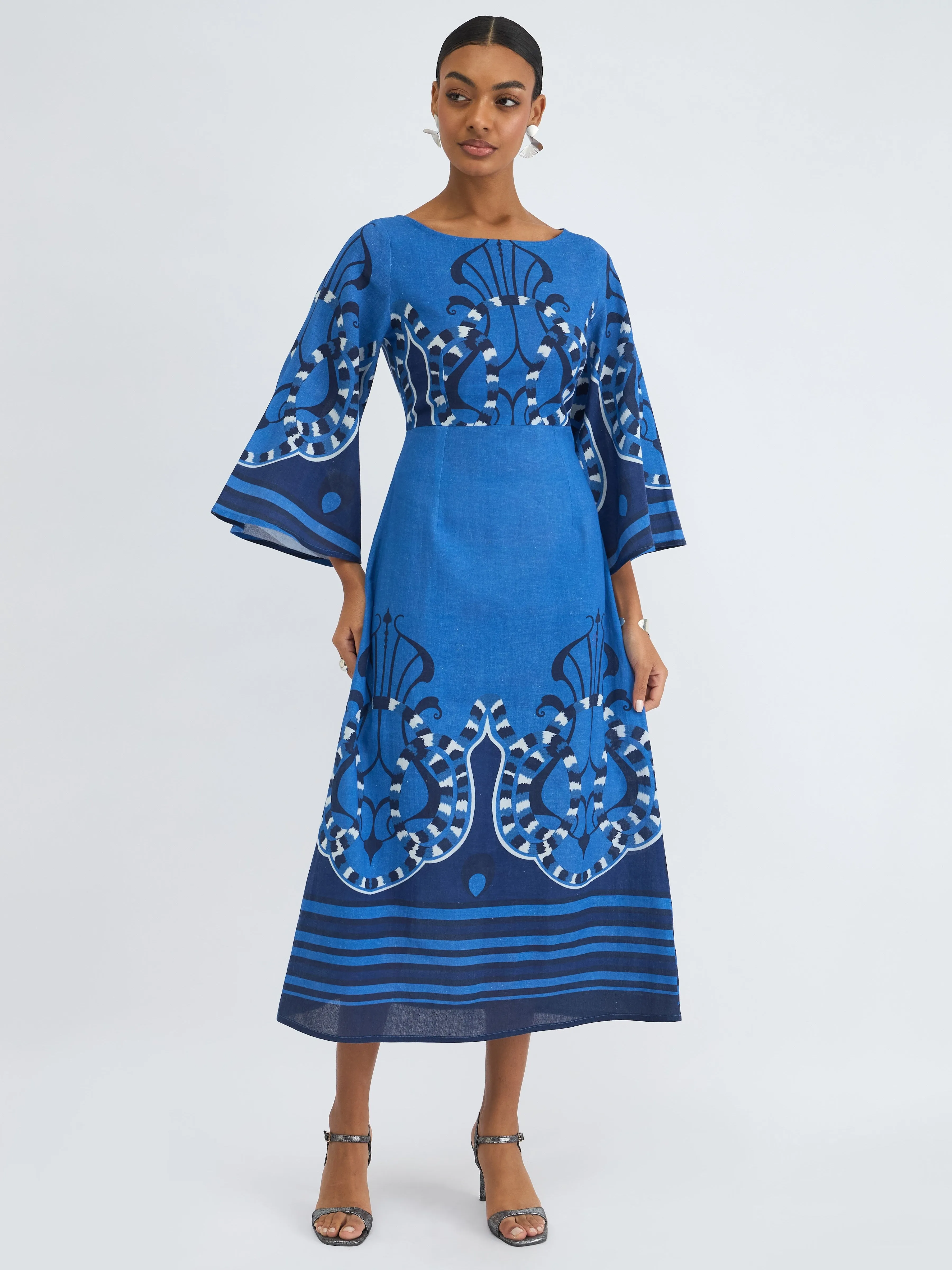 Camelia Dress in Harbor Azure sold by Beau & Ro