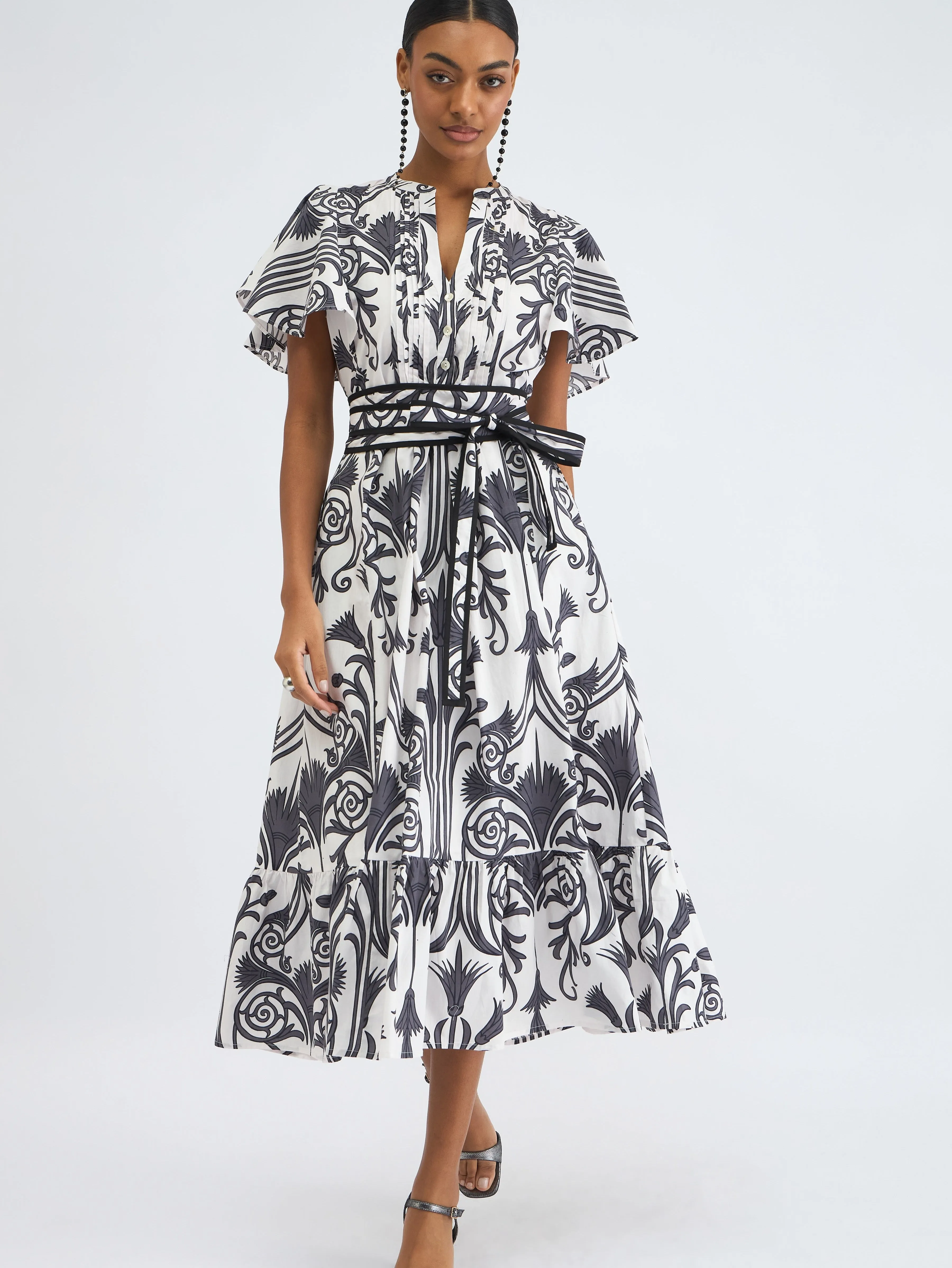 Leni Dress in Iron Veil Charcoal sold by Beau & Ro