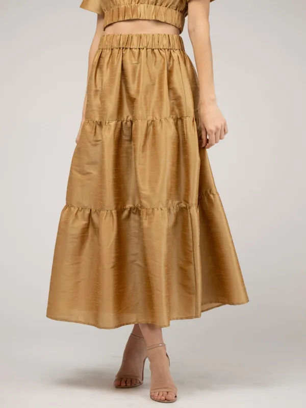 The Abby Skirt | Gold Dupioni sold by Beau & Ro