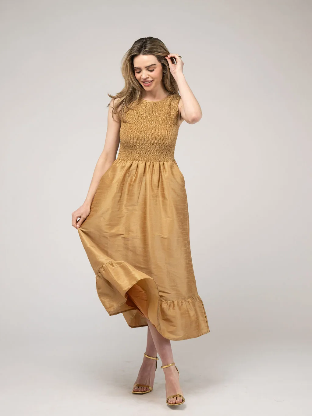The Margot Dress | Gold Dupioni sold by Beau & Ro product image thumbnail 3