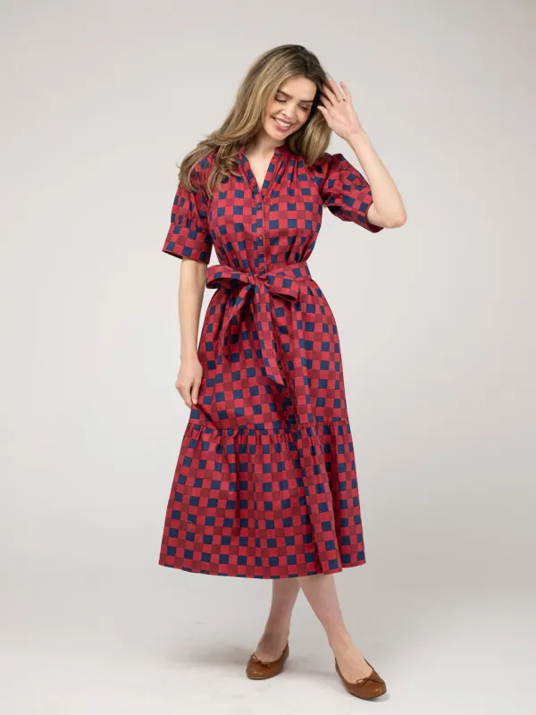 The Jane Dress | Cranberry Check Block sold by Beau & Ro