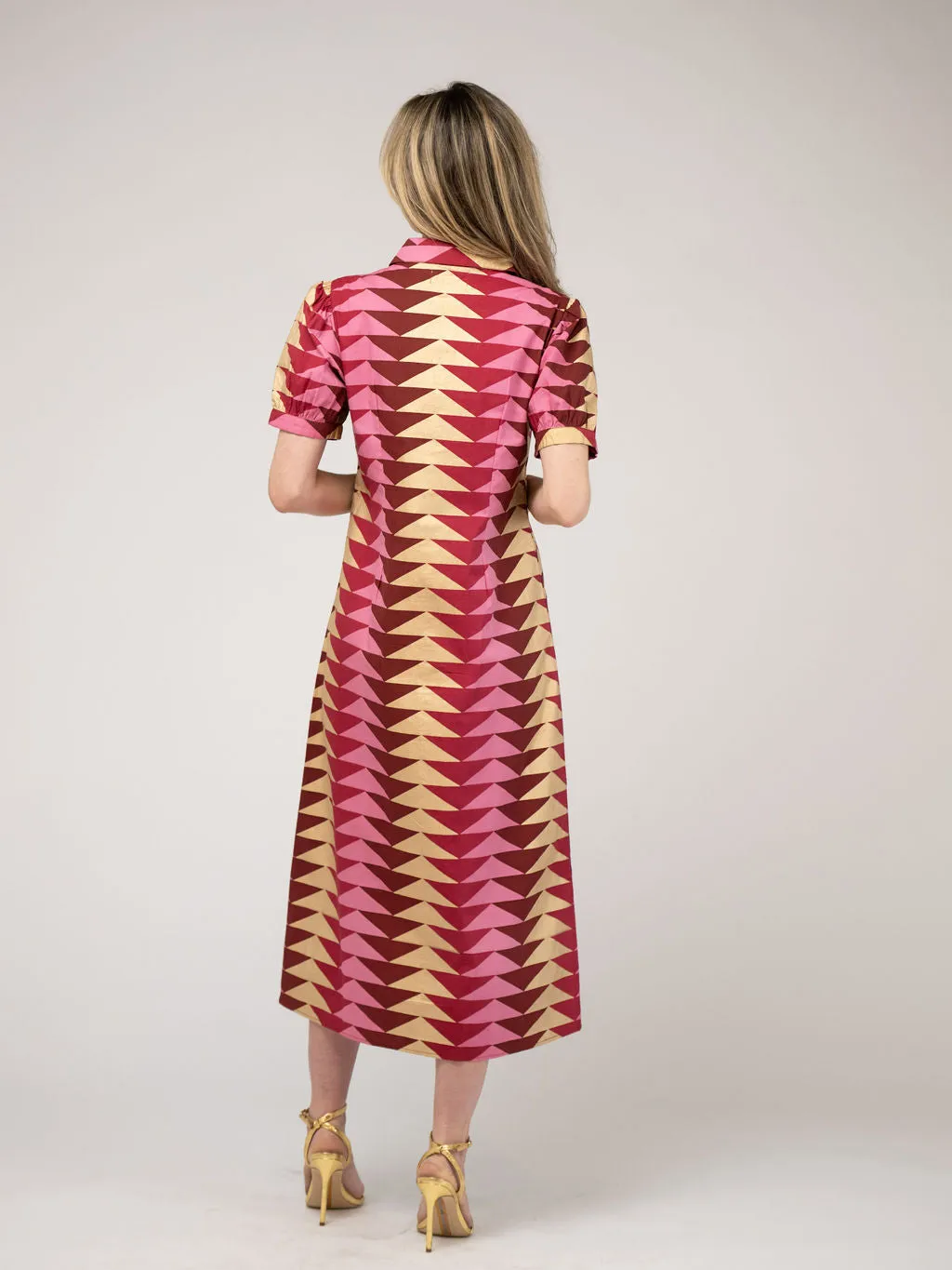 The Kris Dress | Cranberry Bagru Triangle sold by Beau & Ro product image thumbnail 4