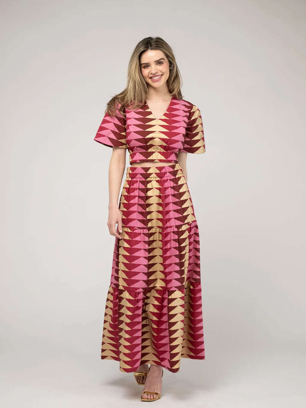 The Abby Skirt | Cranberry Bagru Triangle sold by Beau & Ro product image thumbnail 5