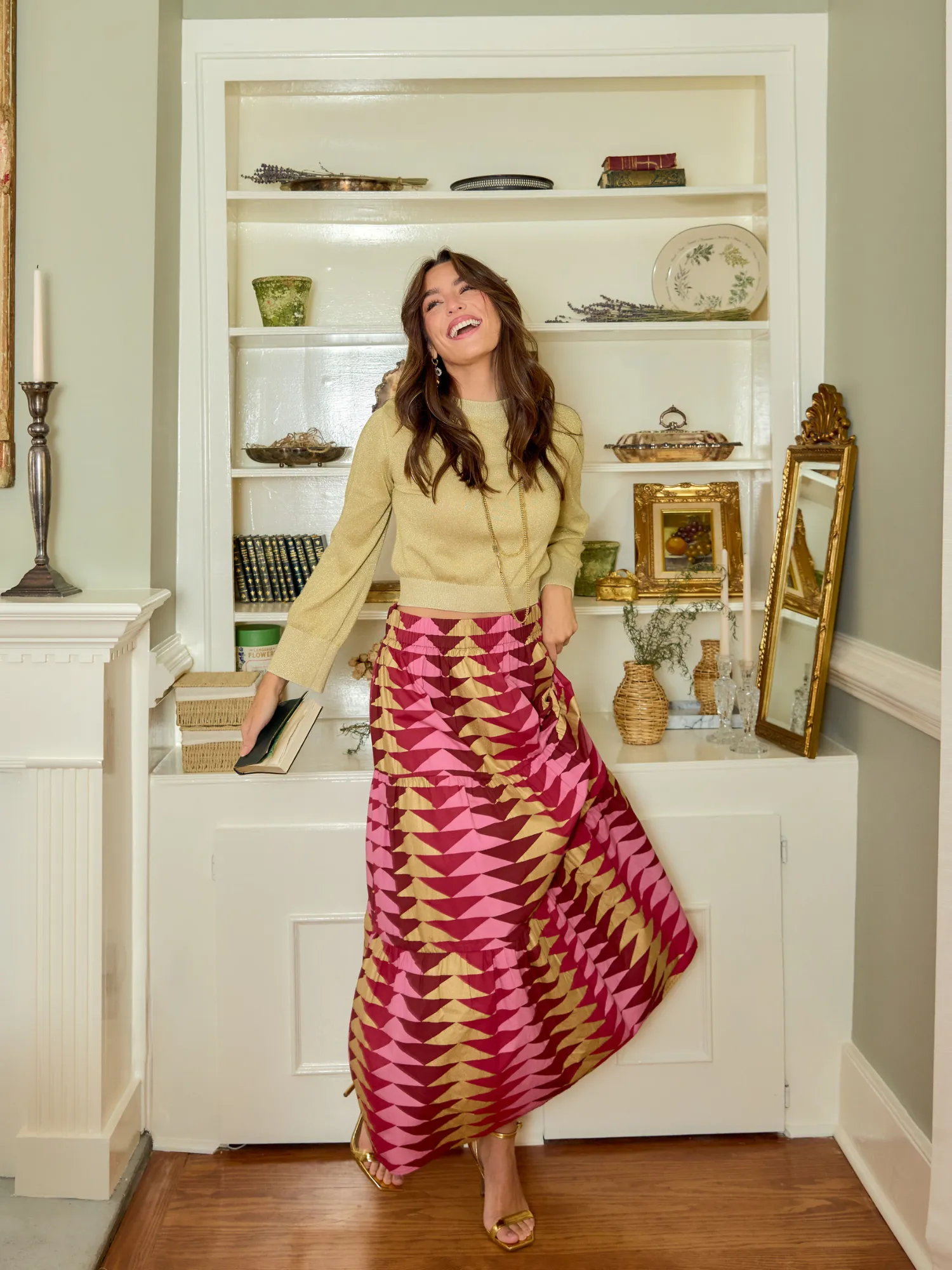 The Abby Skirt | Cranberry Bagru Triangle sold by Beau & Ro product image thumbnail 2