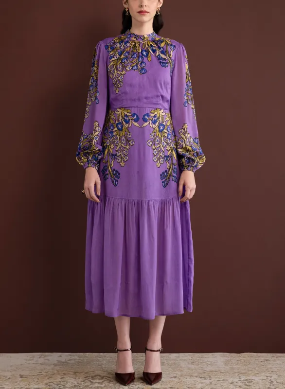 Sumnia Dress in Unicorn Tapestry Violet sold by Beau & Ro