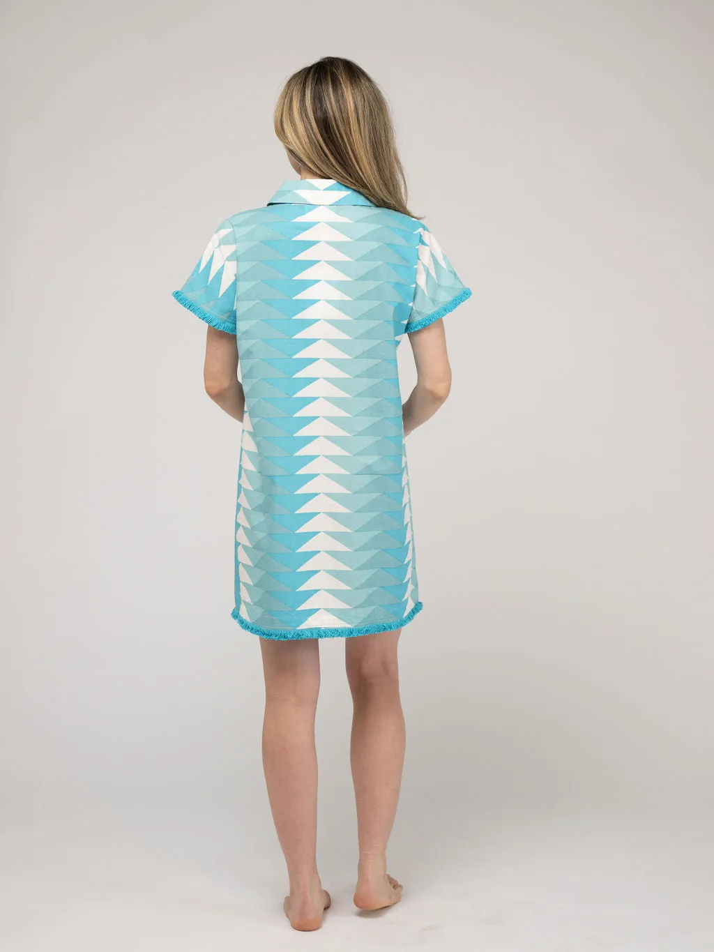 The Beach Tunic | Aqua Bagru Triangle sold by Beau & Ro product image thumbnail 4