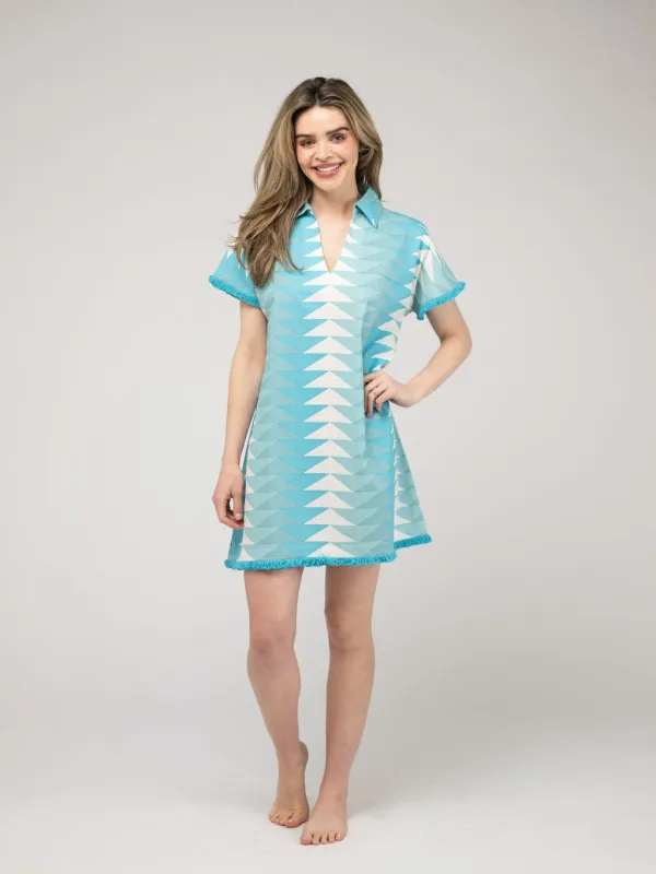 The Beach Tunic | Aqua Bagru Triangle sold by Beau & Ro
