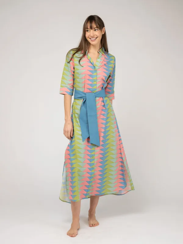 The Eloise Dress | Rainbow Bagru Triangle sold by Beau & Ro