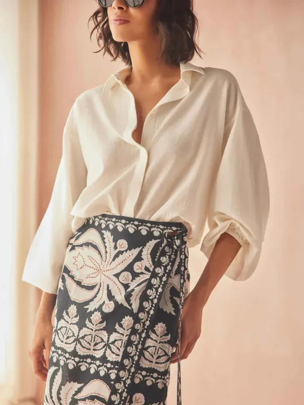 Nero Blouse in Solid Coconut sold by Beau & Ro