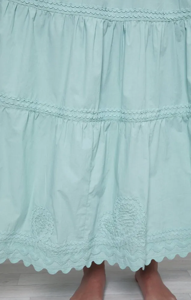 Sage Poplin Maxi Dress w/ Ric Rac Embroidery sold by Beau & Ro product image thumbnail 5