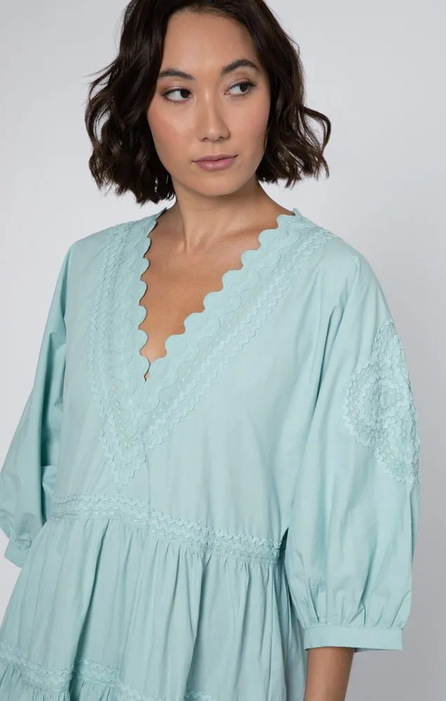 Sage Poplin Maxi Dress w/ Ric Rac Embroidery sold by Beau & Ro product image thumbnail 2